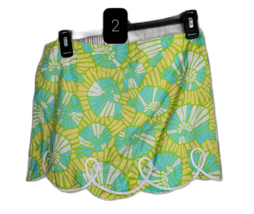 Lilly Pulitzer Floral Snail Print Cotton A-Line Skirt Size 2